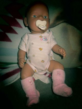 Zapf Baby Born Doll With Pacifier Some Spots On Clothing