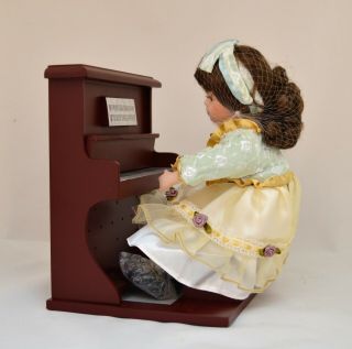 Porcelain Doll At Piano Victorian Style Dress