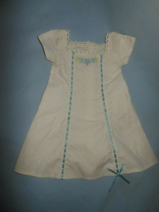 American Girl Doll Caroline Nightgown White Blue Ribbon Fits 18 "