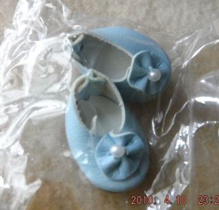 2001 Tonner Tiny Betsy Mccall Light Blue Flats With Bow & Faux Pearl Accents