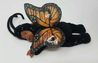 Anne Geddes Butterfly Baby Stuffed Doll Plush 9 " 1997 Dark Skin