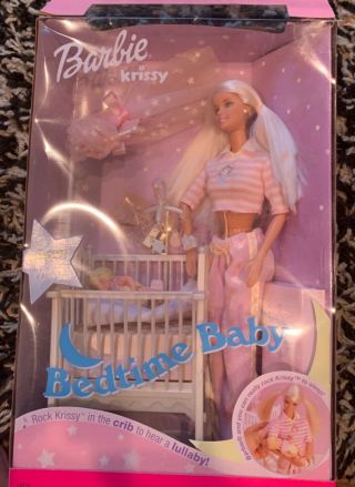 Barbie 2000 Vintage Krissy Bedtime Baby Set Glow In The Dark Adorable Open Box