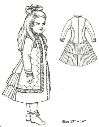 Sewing Pattern Fits 13 - 14 " Doll Dress Victorian German French Little Darling