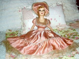 Antique Cloth Boudoir Bed Doll 28 "