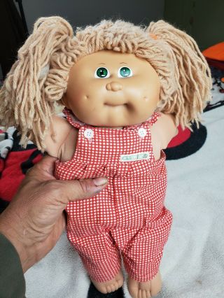 Vintage Xavier Roberts Cabbage Patch Girl Doll Overalls 1989