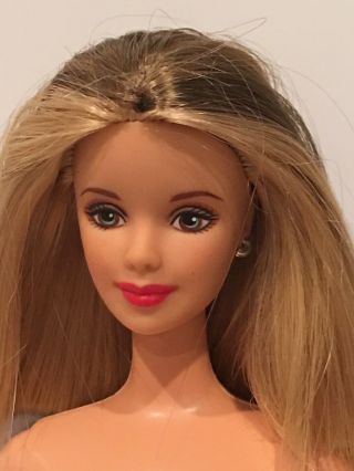 Nude Barbie Streaked Blonde Long Bob Mackie Face Doll For Ooak