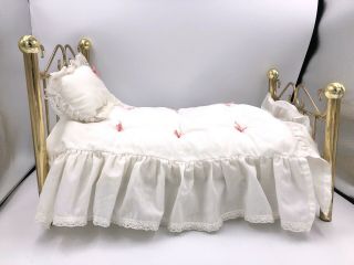 American Girl Pleasant Company Samantha Brass Bed & Bedding Pillow Mattress