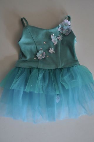 American Girl Doll Clothing Blue Dress With Tulle Skirt/flowers