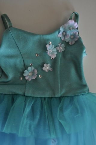 American Girl Doll Clothing Blue Dress with tulle Skirt/Flowers 2