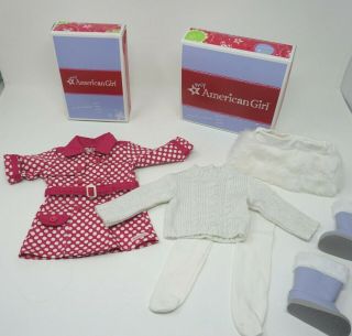 American Girl Doll Rainy Day Coat And Soft As Snow Outfit In Boxes