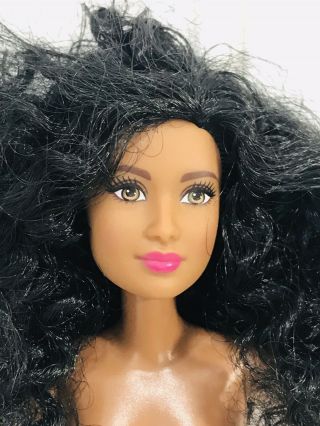 Nude Barbie Doll Aa African American Model Muse Black Curls Ooak