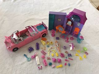 Polly Pocket Sparkle Style House,  Hip Style Stage,  2 Cars,  Limousine,  Pool Party