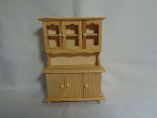 Wooden Dollhouse Miniature Furniture Cabinet Hutch Unfinished Natural Wood