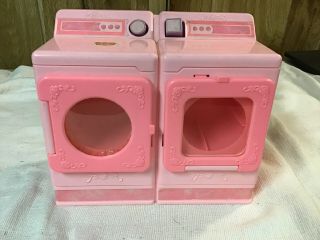 Vintage 1990 Barbie Sweet Roses Pink Sparkles Washer And Dryer