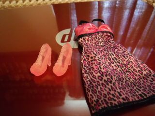 Barbie Doll Pink Animal Print Dress With Shoes Outfit Clothing Accessories