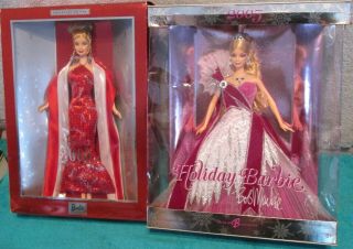 2000 Era Barbie & Bob Mackie Holiday Barbie Dolls In Boxes Box Wear/dent