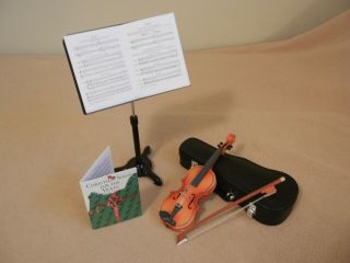 American Girl Violin Set W/violin,  Case,  Metal Stand,  Music Sheets