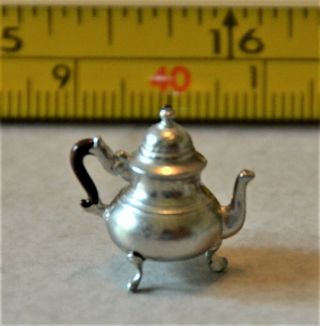 Williamsburg Steiff Pewter With Wood Handle Miniature Tea Pot 1:12