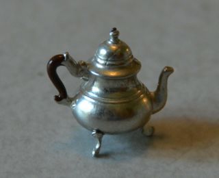 Williamsburg Steiff Pewter with Wood Handle Miniature Tea Pot 1:12 2