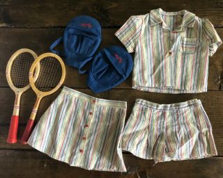 American Girl Molly Tennis Outfit With Two Rackets And Racket Covers