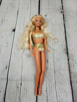 1991 Mattel Sunsation Barbie Gold Bikini Glitter Hair Beach Barbie 90 