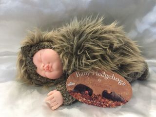 Anne Geddes Sleeping Baby Hedgehog Soft Plush Bean Bag Stuffed Doll With Tags
