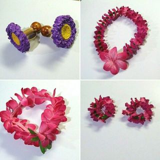 American Girl Doll Kanani Luau Set Hula Gourds Lei Flower Bracelets Floral Crown