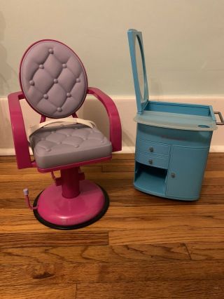 American Girl Doll Salon Spa Styling Chair And Caddy