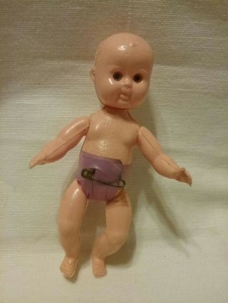 Vintage 4.  5 " Celluloid Baby Doll Blue Eyes Doll House Hong Kong
