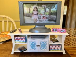 American Girl Doll Music & Movies Entertainment Set Truly Me Tv Stand Dvd
