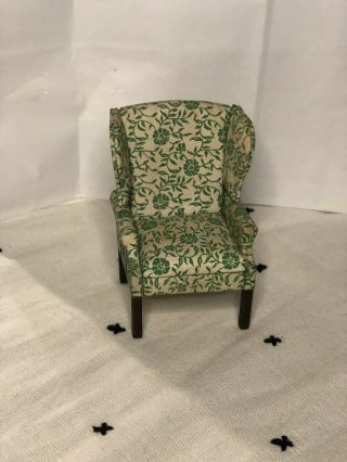 Dollhouse Miniature Wing Back Chair 1:12 Scale