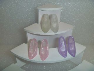 Barbie Shoes - 3 Glitter Pumps In 3 Translucent Color Also Fit Silkstone