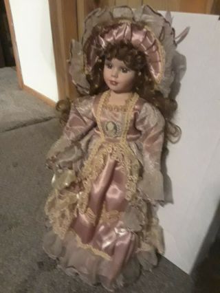 Porcelain Victorian Doll,  14 "