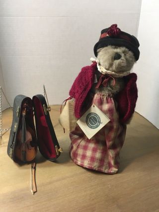 Boyds Bears Investment Collectibles Mrs.  Fiddler Bear 14” With Violin 44/500