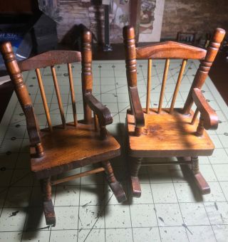 2 Wooden Rocking Chairs For 10” Dolls Or Decor 83