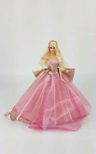 Mattel 2009 Holiday 50th Anniv.  Model Muse Collector Barbie Doll Pink Dress Bow