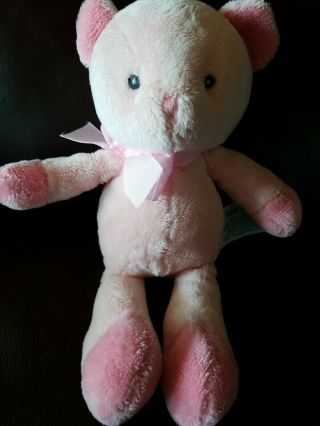 Russ Berrie Tender Rattles Teddy Bear Plush Stuffed Animal Toy Pink Bow 34821