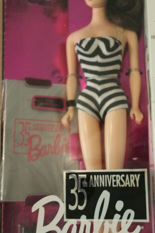 Mattel 35th Anniversary Barbie,  Brunette,  NRFB (1993) 3