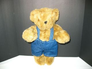 Authentic Vermont Teddy Bear 11 " Tall Jointed Bear Denim Shorts