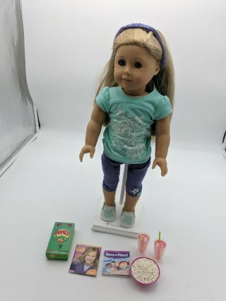 2013 American Girl Doll Blond Hair & Green Eyes,  Slumber Party Accessories