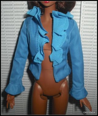 Blazer Barbie Posable Silkstone Blue Chic City Suit Crop Jacket Coat Clothing