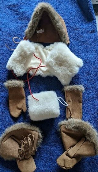 American Girl Doll Kaya Winter Accessories Cape & Hood Mittens Moccasins