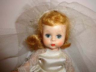 Vintage Madame Alexander - Kins 7 1/2 " Doll Bride Wedding Dress Walker