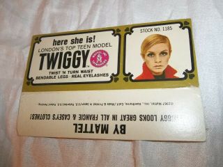 Vintage Mod Twiggy Barbie Doll Box Top British Fashion Model Rare 1967 Mattel