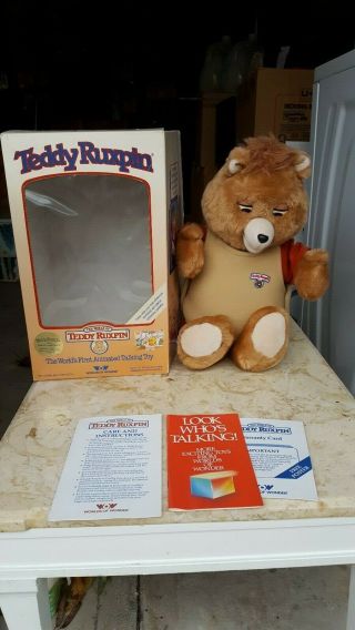 1985 Vintage Teddy Ruxpin Toy Bear Only With Box And Instructions