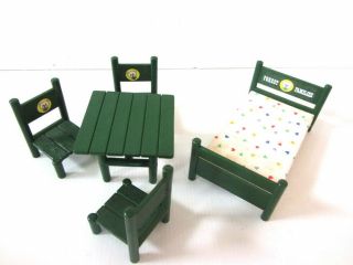 Forest Families - Doll House Furniture - Vintage 1980s - Bed,  Table,  Chairs