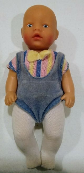Vintage Zapf Creations 4.  5 " •baby Born Miniworld Doll•original Clothes• Pre - Owned
