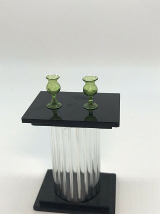 Dollhouse Miniature Artisan Gerd Felka (?) Set Of 2 Green Glasses (r)