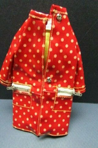 Vintage Barbie Francie Polka Dots In Rain Drops1965 Red White Raincoat