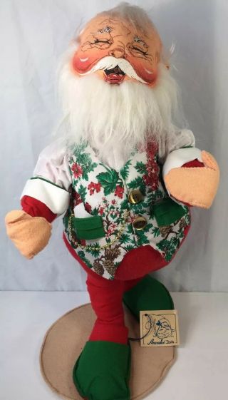 Annalee Santa Mr Claus Christmas Doll Holly Vest Red Pants Green Shoes 1994 19 "